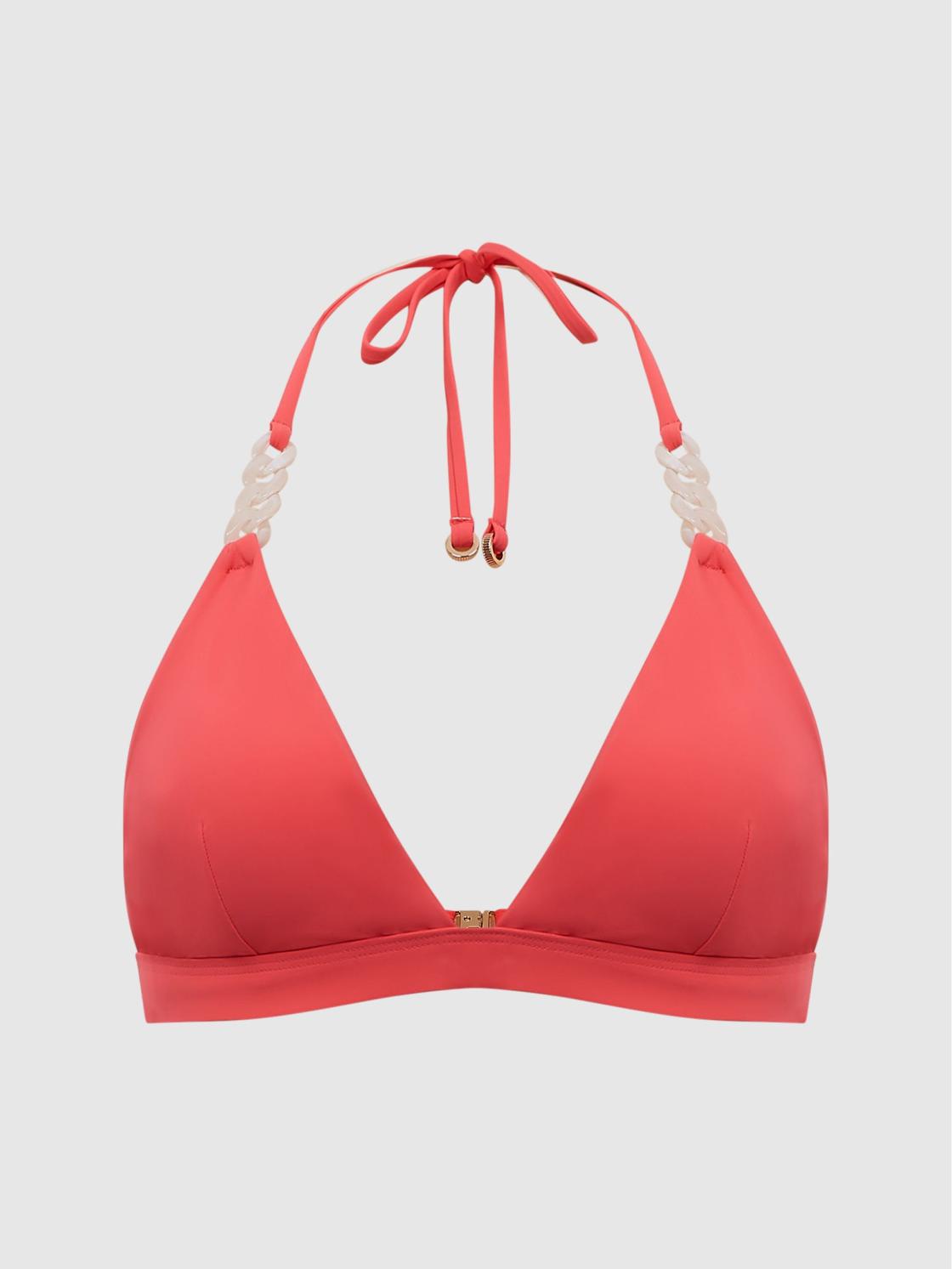 Reiss Swimwear | Ripley Triangle Bikini Top Bright Coral - Women