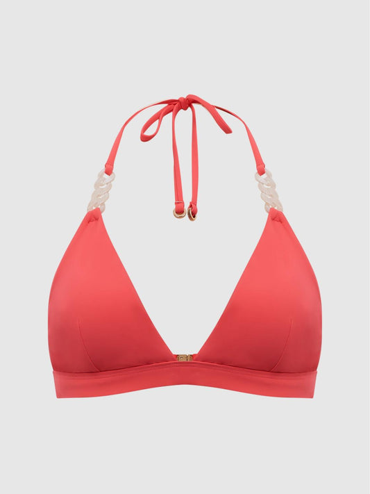 Reiss Swimwear | Ripley Triangle Bikini Top Bright Coral - Women