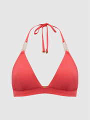 Reiss Swimwear | Ripley Triangle Bikini Top Bright Coral - Women