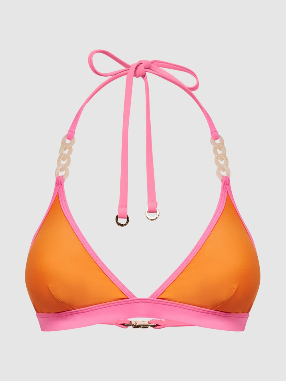 Reiss Swimwear | Rutha Colourblock Halter Bikini Top Orange/pink - Women