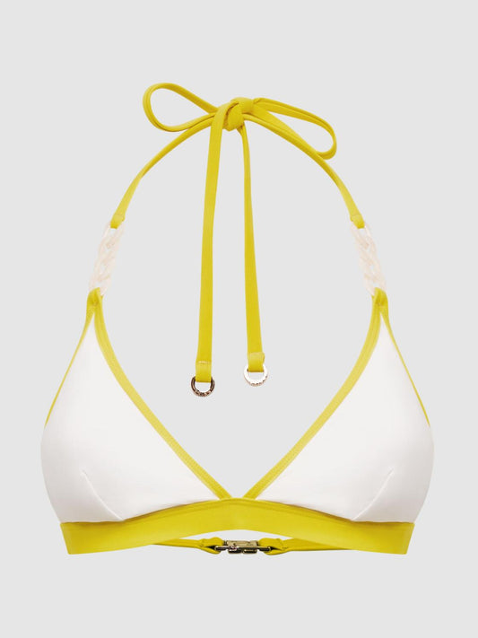 Reiss Swimwear | Rutha Colourblock Halter Bikini Top White/yellow - Women