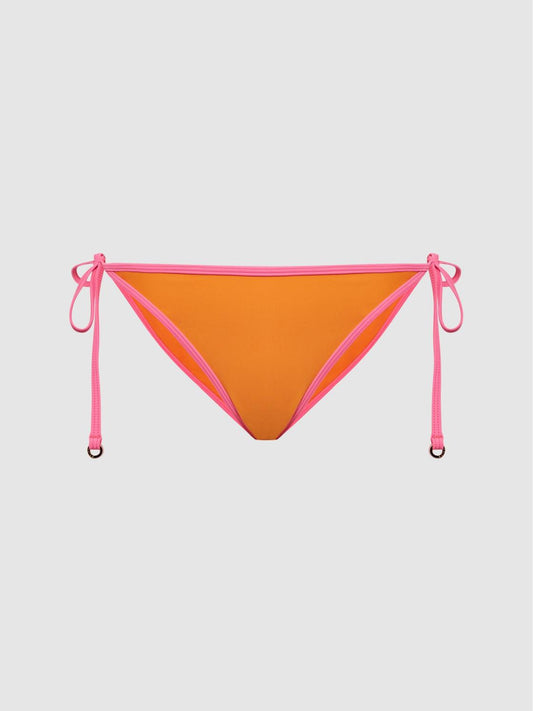 Reiss Swimwear | Rutha Colourblock Side Tie Bikini Bottoms Orange/pink - Women