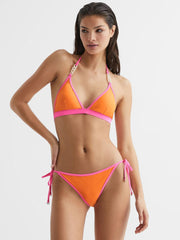 Reiss Swimwear | Rutha Colourblock Side Tie Bikini Bottoms Orange/pink - Women