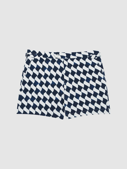 Reiss Swimwear | Santorini Abstract Print Swim Shorts Navy/ecru - Men