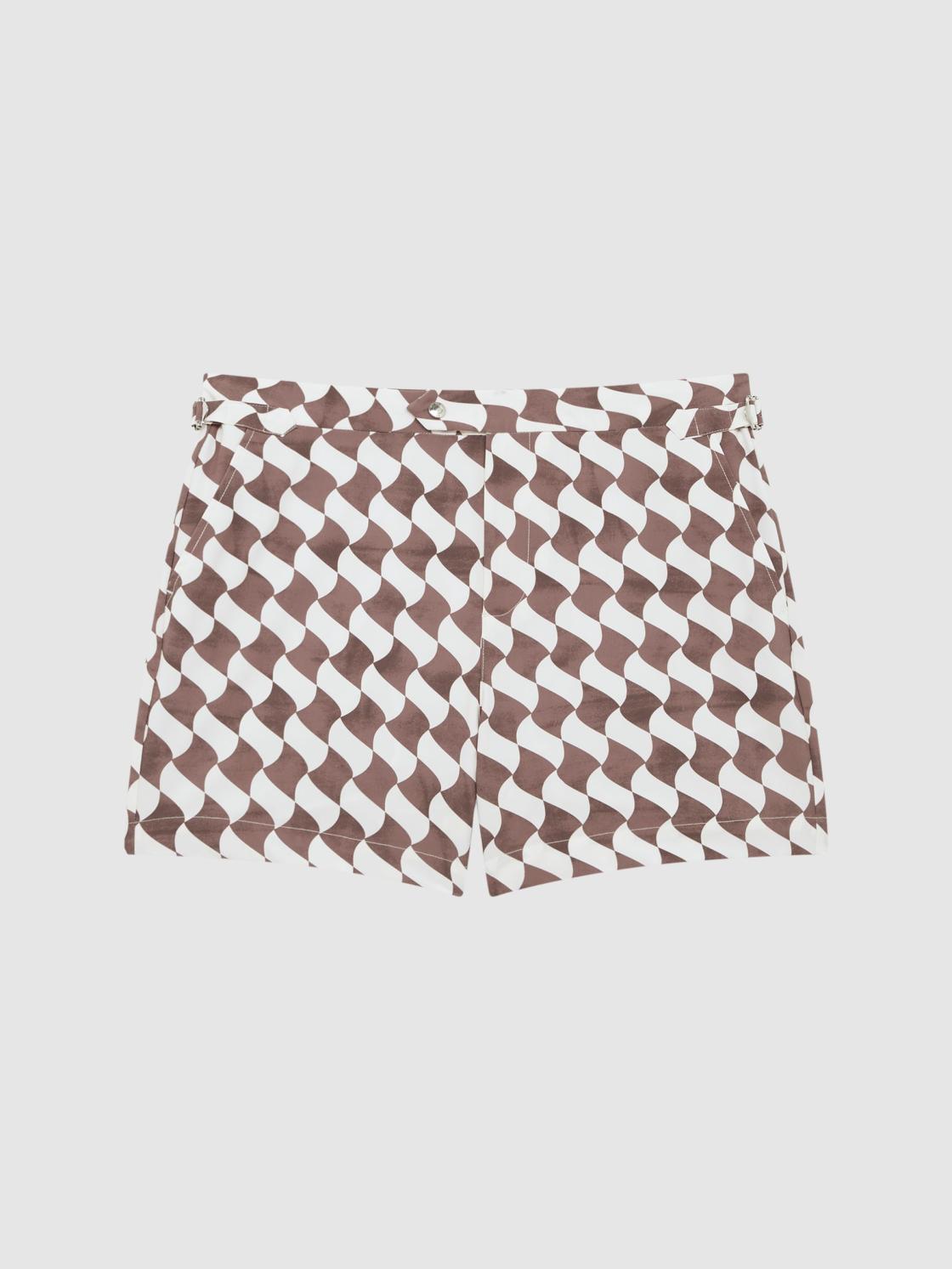 Reiss Swimwear | Santorini Abstract Print Swim Shorts Rust/ecru - Men