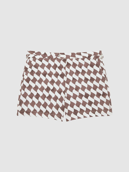 Reiss Swimwear | Santorini Abstract Print Swim Shorts Rust/ecru - Men