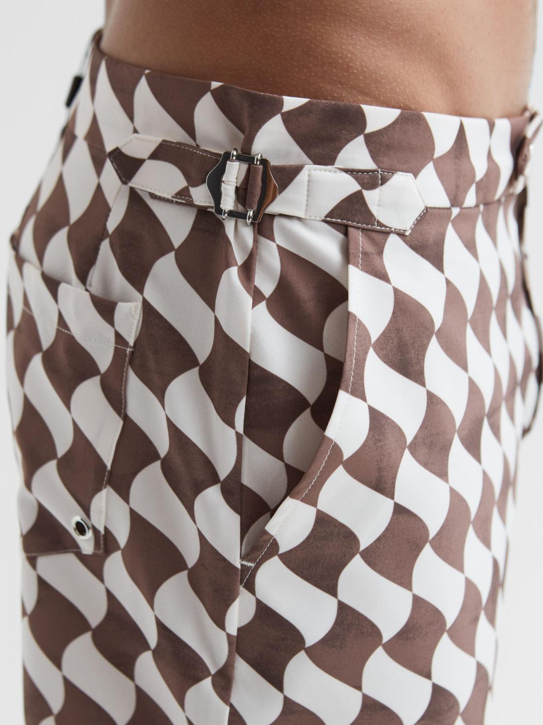 Reiss Swimwear | Santorini Abstract Print Swim Shorts Rust/ecru - Men