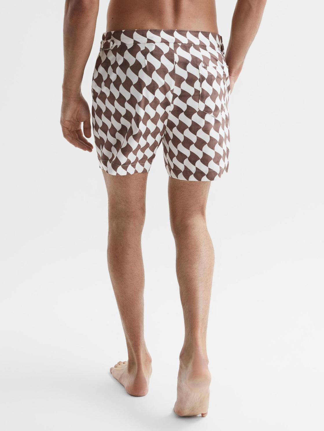 Reiss Swimwear | Santorini Abstract Print Swim Shorts Rust/ecru - Men
