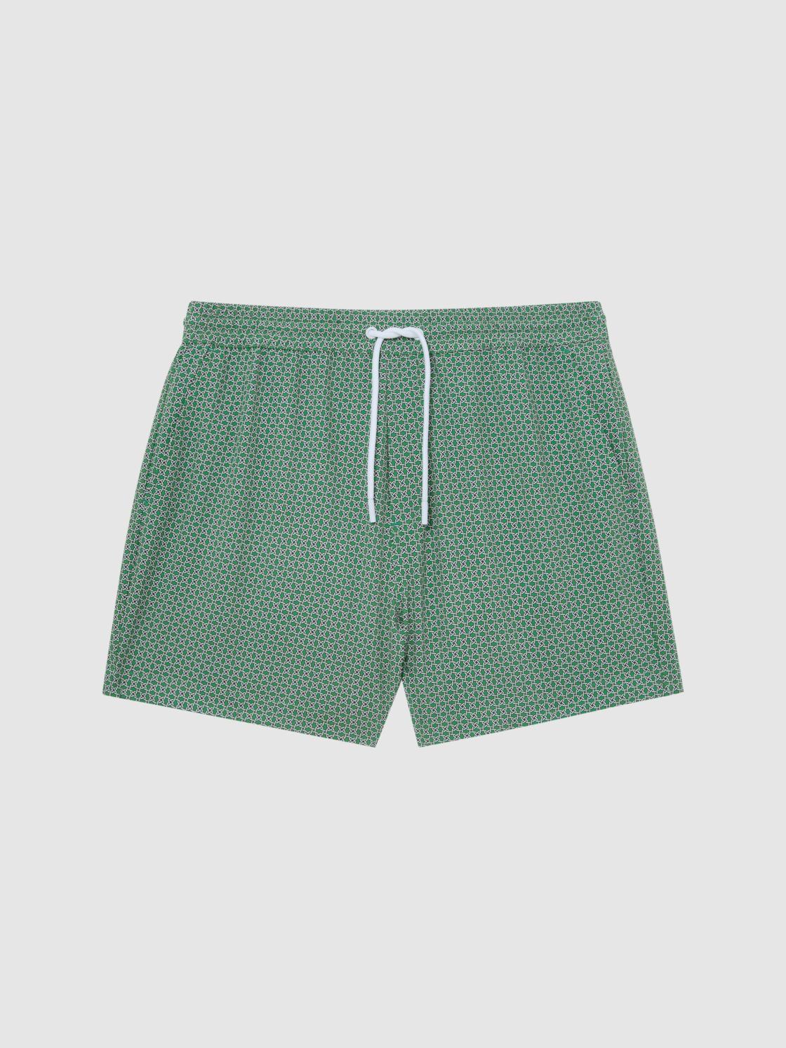 Reiss Swimwear | Shape Printed Drawstring Swim Shorts Airforce Blue/white - Men