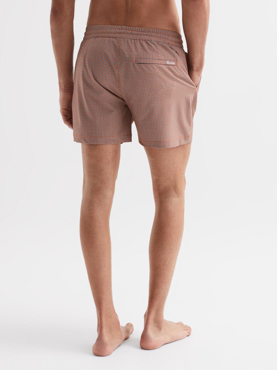 Reiss Swimwear | Shape Printed Drawstring Swim Shorts Airforce Blue/white - Men
