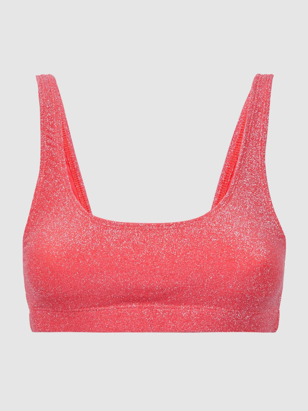 Reiss Swimwear | Sparkle Good American Sparkle Scoop Bikini Top Bright Coral - Women