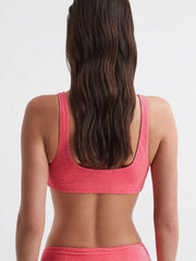 Reiss Swimwear | Sparkle Good American Sparkle Scoop Bikini Top Bright Coral - Women