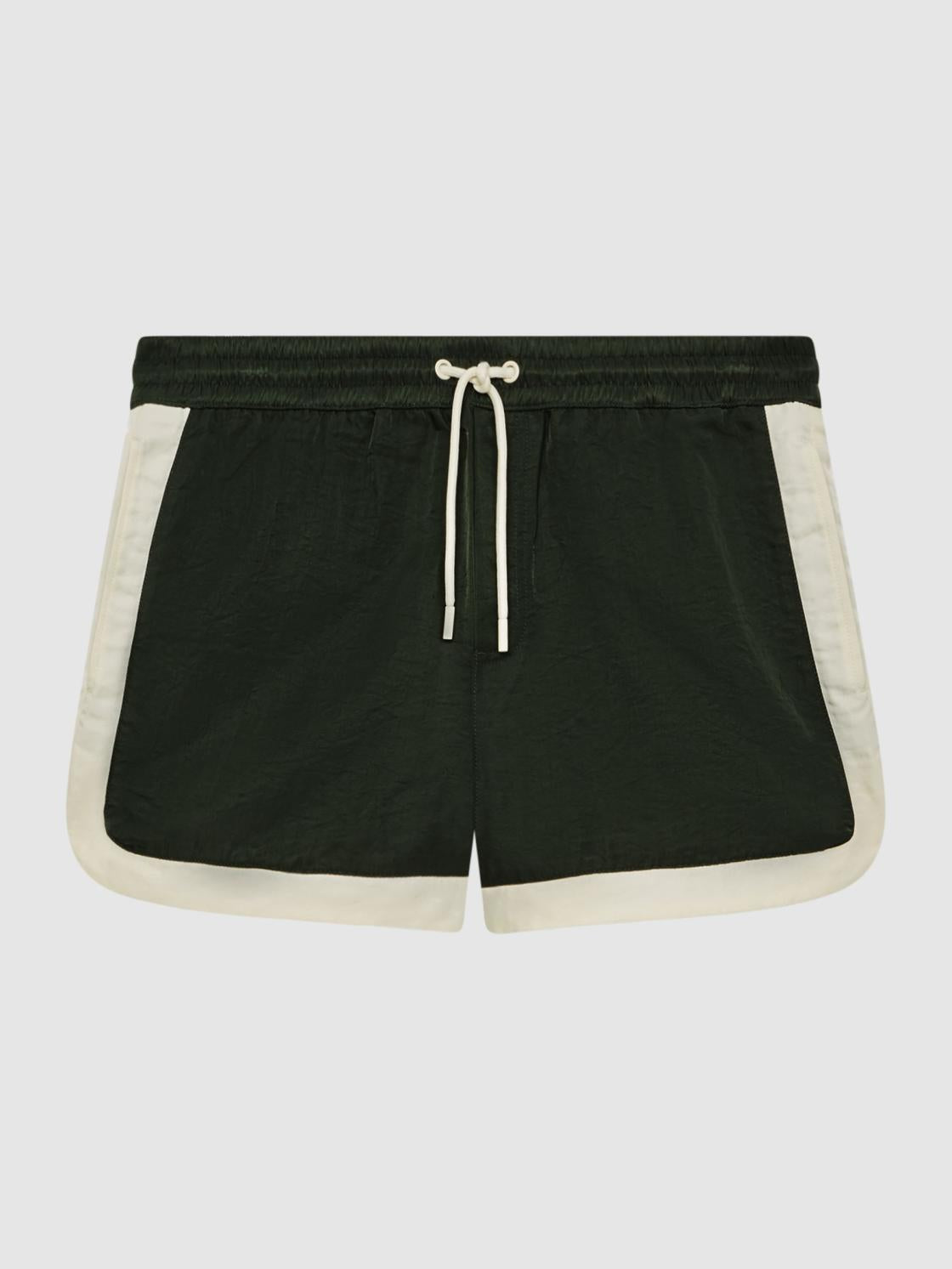 Reiss Swimwear | Surf Drawstring Contrast Swim Shorts Bottle Green/white - Men