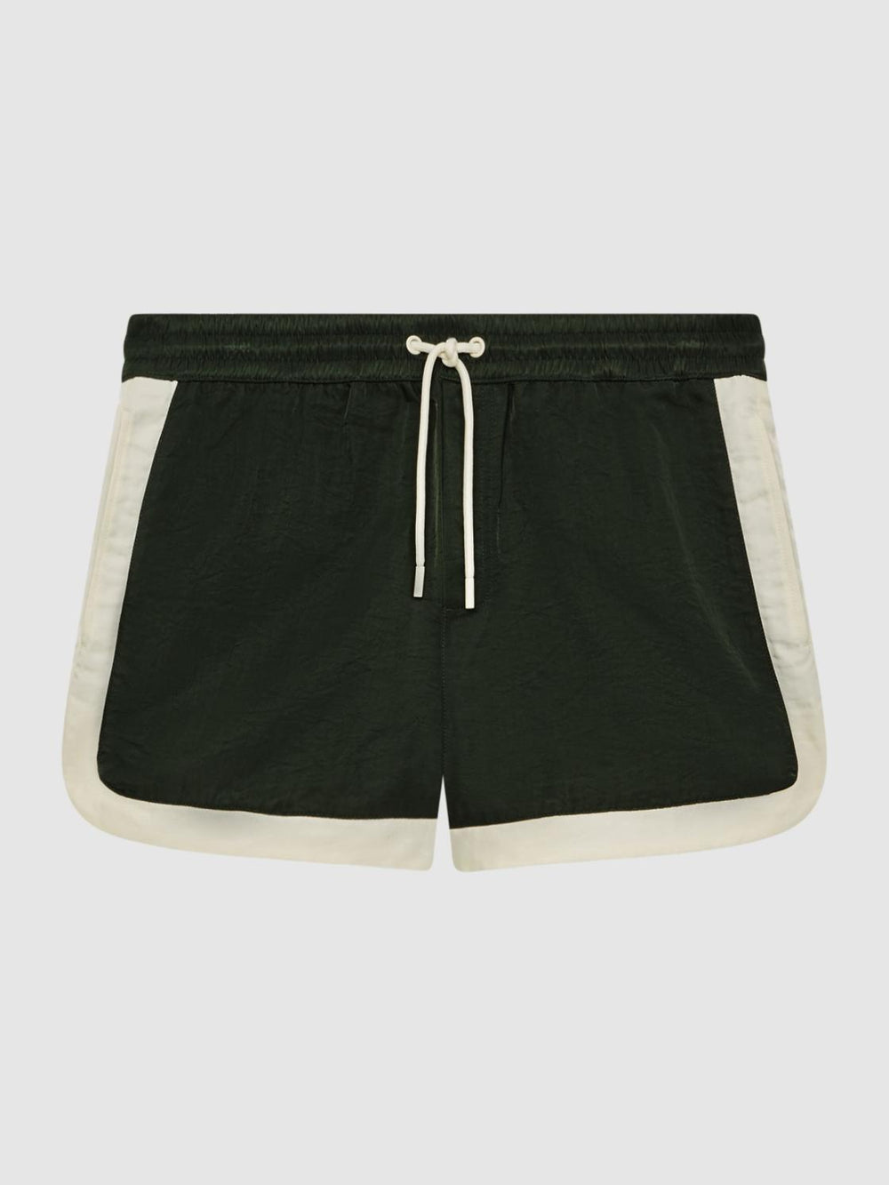 Reiss Swimwear | Surf Drawstring Contrast Swim Shorts Bottle Green/white - Men