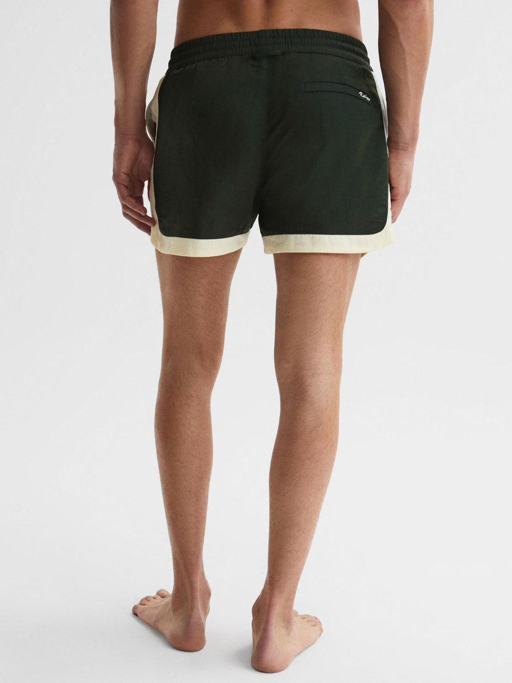 Reiss Swimwear | Surf Drawstring Contrast Swim Shorts Bottle Green/white - Men