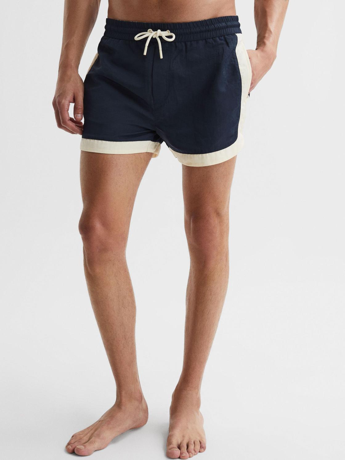 Reiss Swimwear | Surf Drawstring Contrast Swim Shorts Navy/white - Men