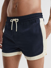 Reiss Swimwear | Surf Drawstring Contrast Swim Shorts Navy/white - Men