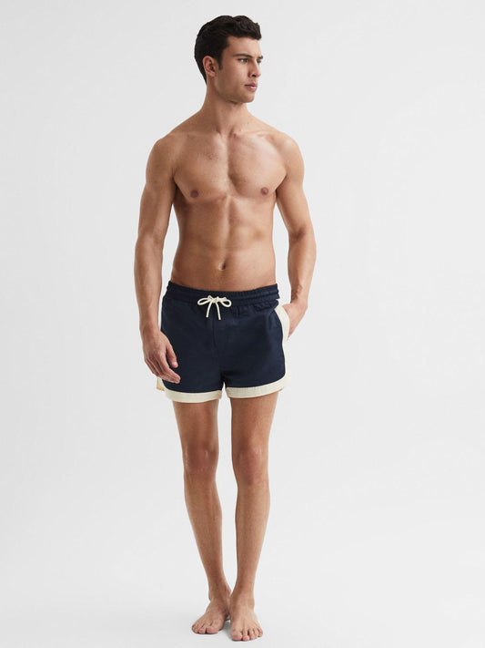 Reiss Swimwear | Surf Drawstring Contrast Swim Shorts Navy/white - Men
