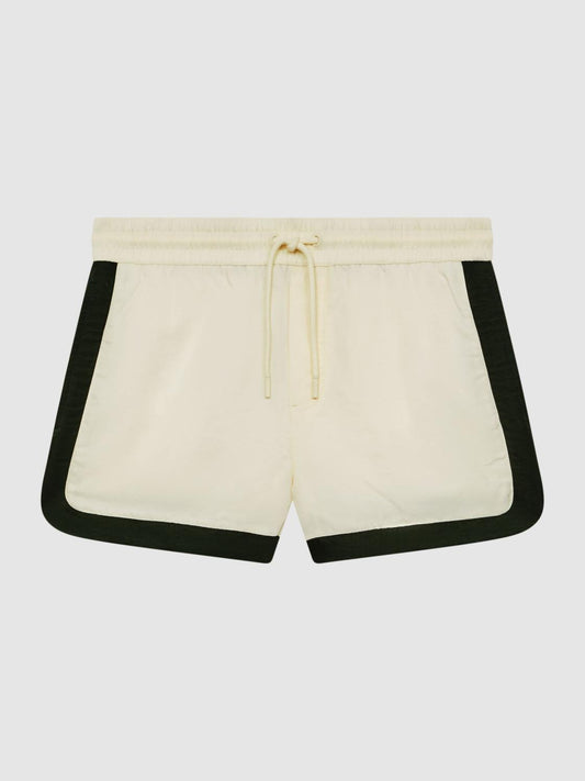 Reiss Swimwear | Surf Drawstring Contrast Swim Shorts White/bottle Green - Men