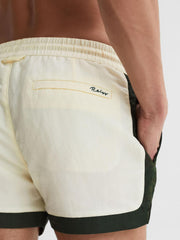 Reiss Swimwear | Surf Drawstring Contrast Swim Shorts White/bottle Green - Men