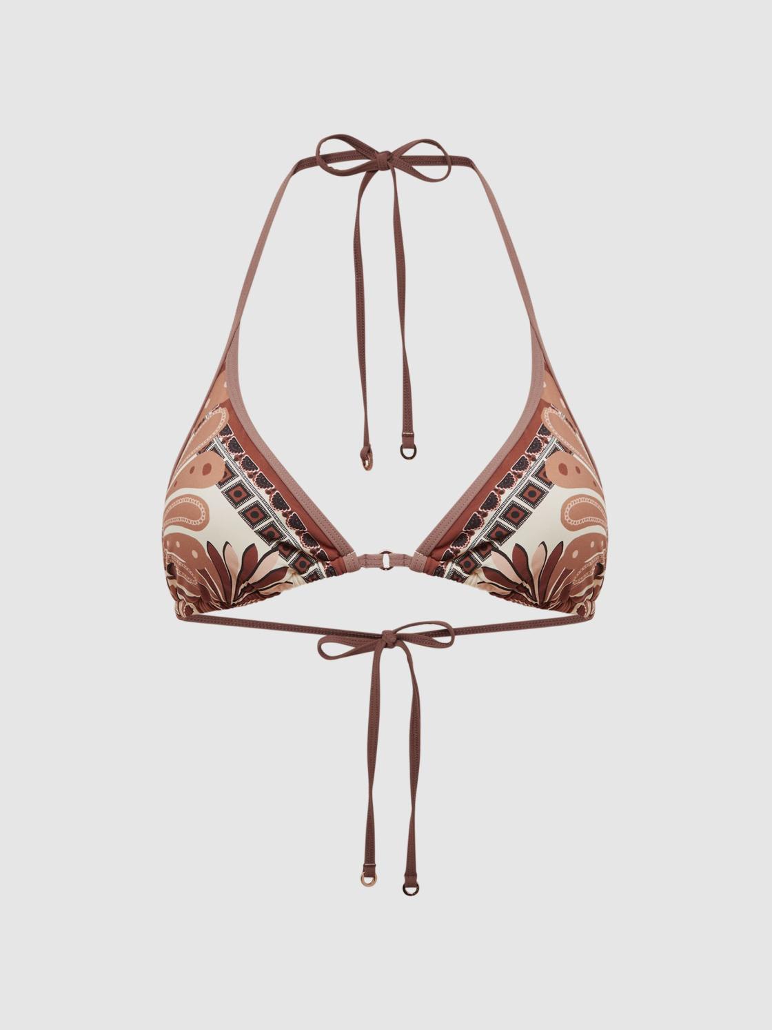 Reiss Swimwear | Tina Printed Bikini Top Tan - Women