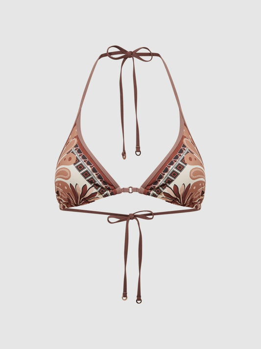 Reiss Swimwear | Tina Printed Bikini Top Tan - Women