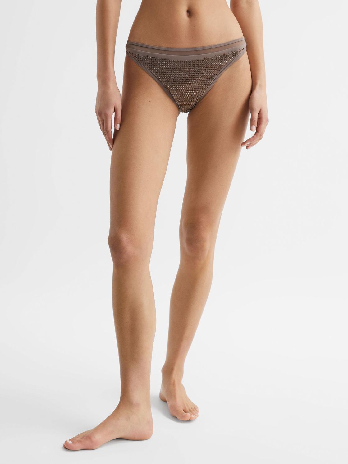 Reiss Swimwear | Tyra Embellished Bikini Bottoms Mink - Women