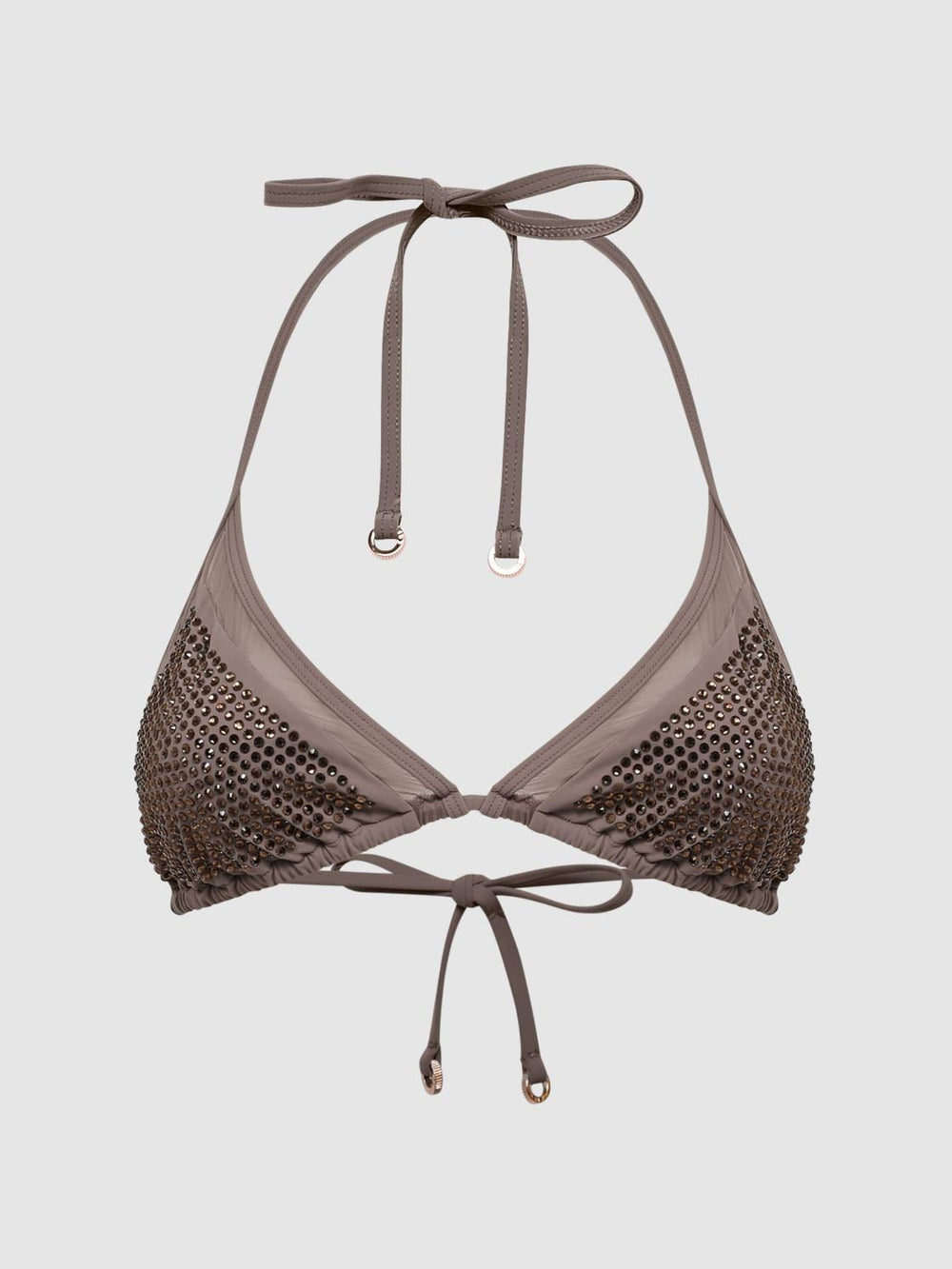 Reiss Swimwear | Tyra Embellished Halter Bikini Top Mink - Women