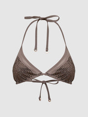 Reiss Swimwear | Tyra Embellished Halter Bikini Top Mink - Women