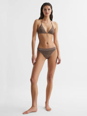 Reiss Swimwear | Tyra Embellished Halter Bikini Top Mink - Women