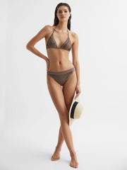 Reiss Swimwear | Tyra Embellished Halter Bikini Top Mink - Women
