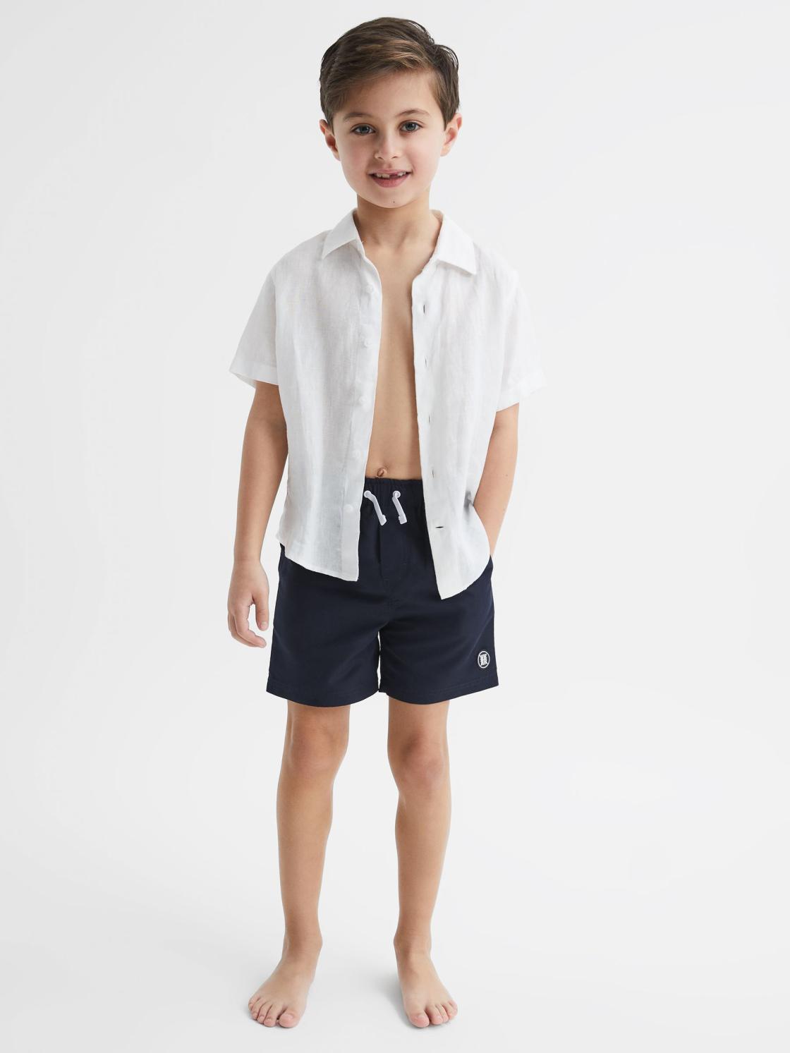 Reiss Swimwear | Wave Plain Drawstring Swim Shorts Navy - Children