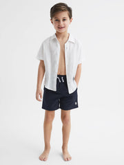 Reiss Swimwear | Wave Plain Drawstring Swim Shorts Navy - Children