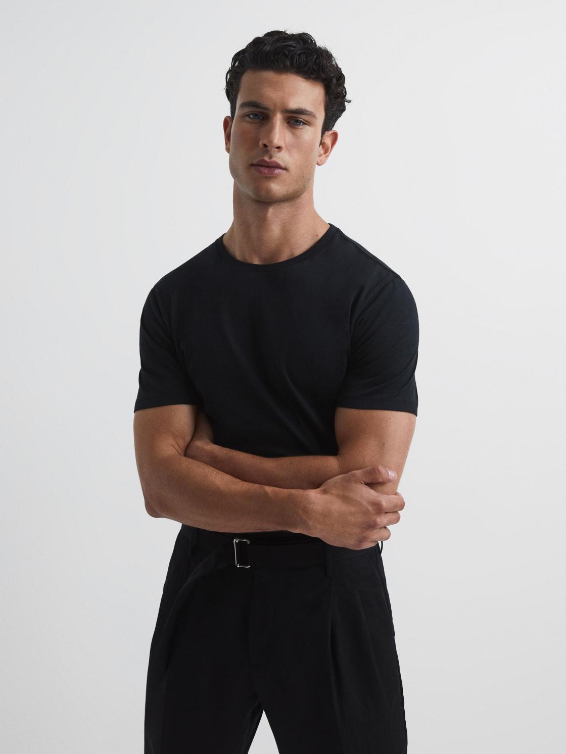 Reiss T-Shirts | Bless Crew Neck T-Shirt Black - Men