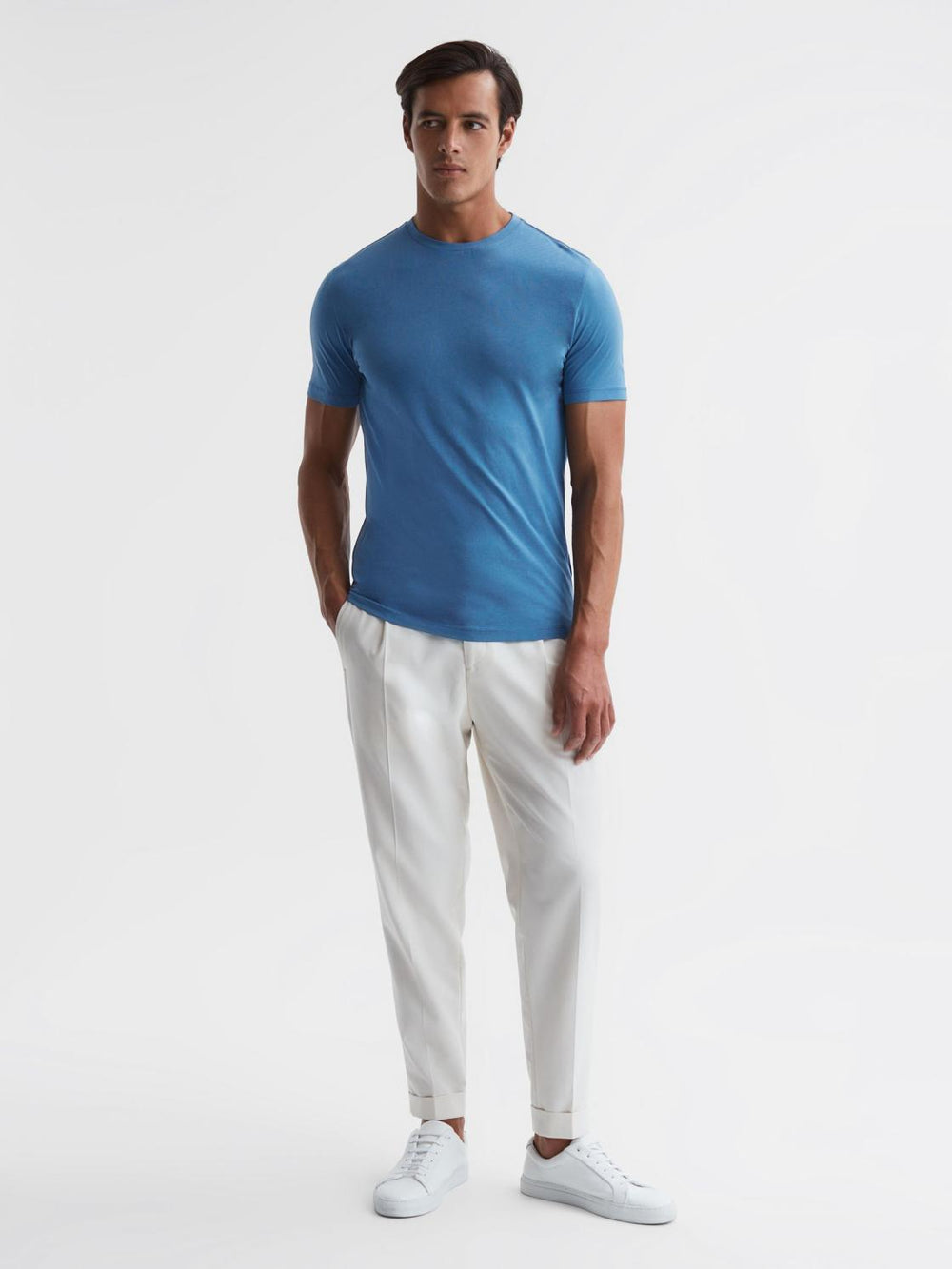 Reiss T-Shirts | Bless Crew Neck T-Shirt Marine Blue - Men