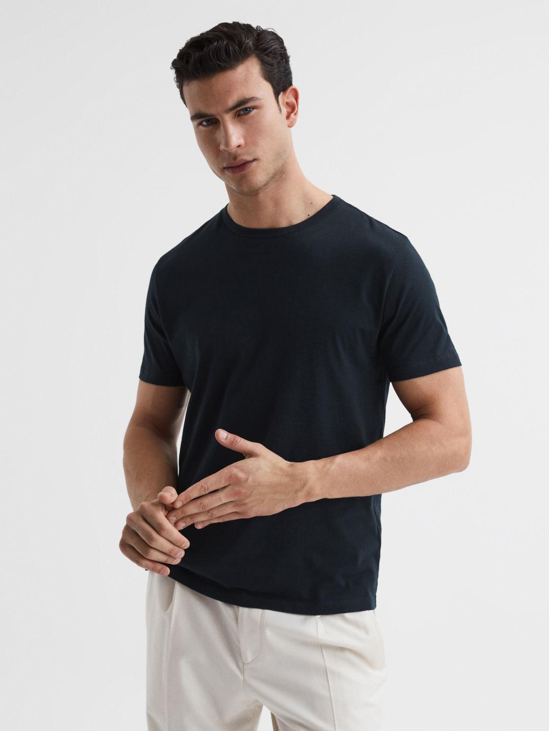 Reiss T-Shirts | Bless Crew Neck T-Shirt Navy - Men
