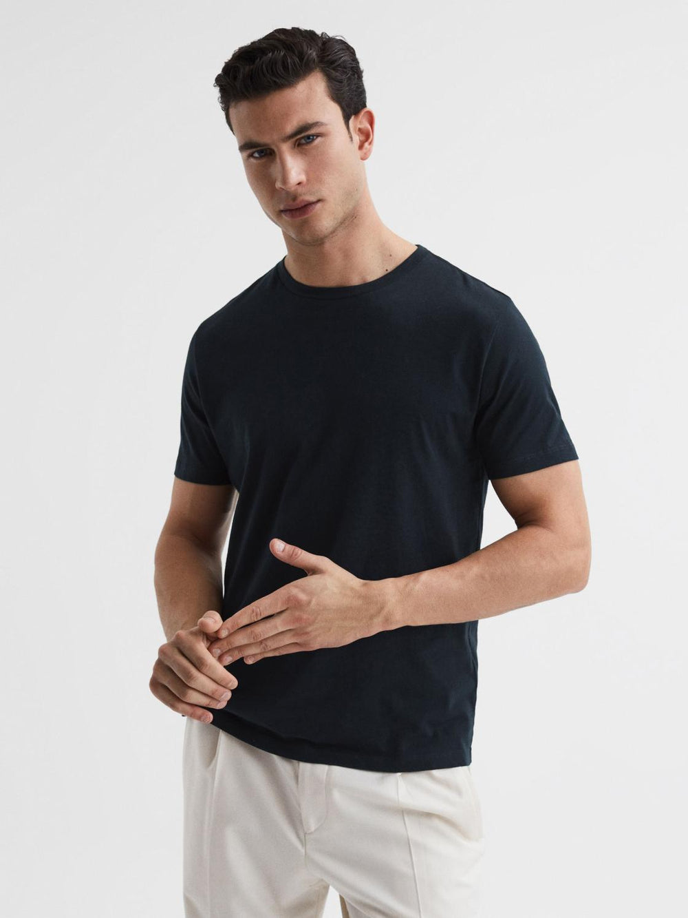 Reiss T-Shirts | Bless Crew Neck T-Shirt Navy - Men