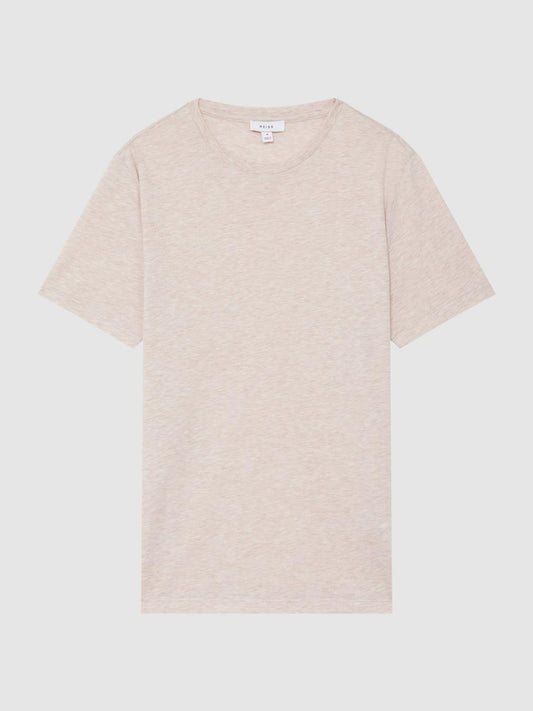 Reiss T-Shirts | Bless Crew Neck T-Shirt Oatmeal Melange - Men