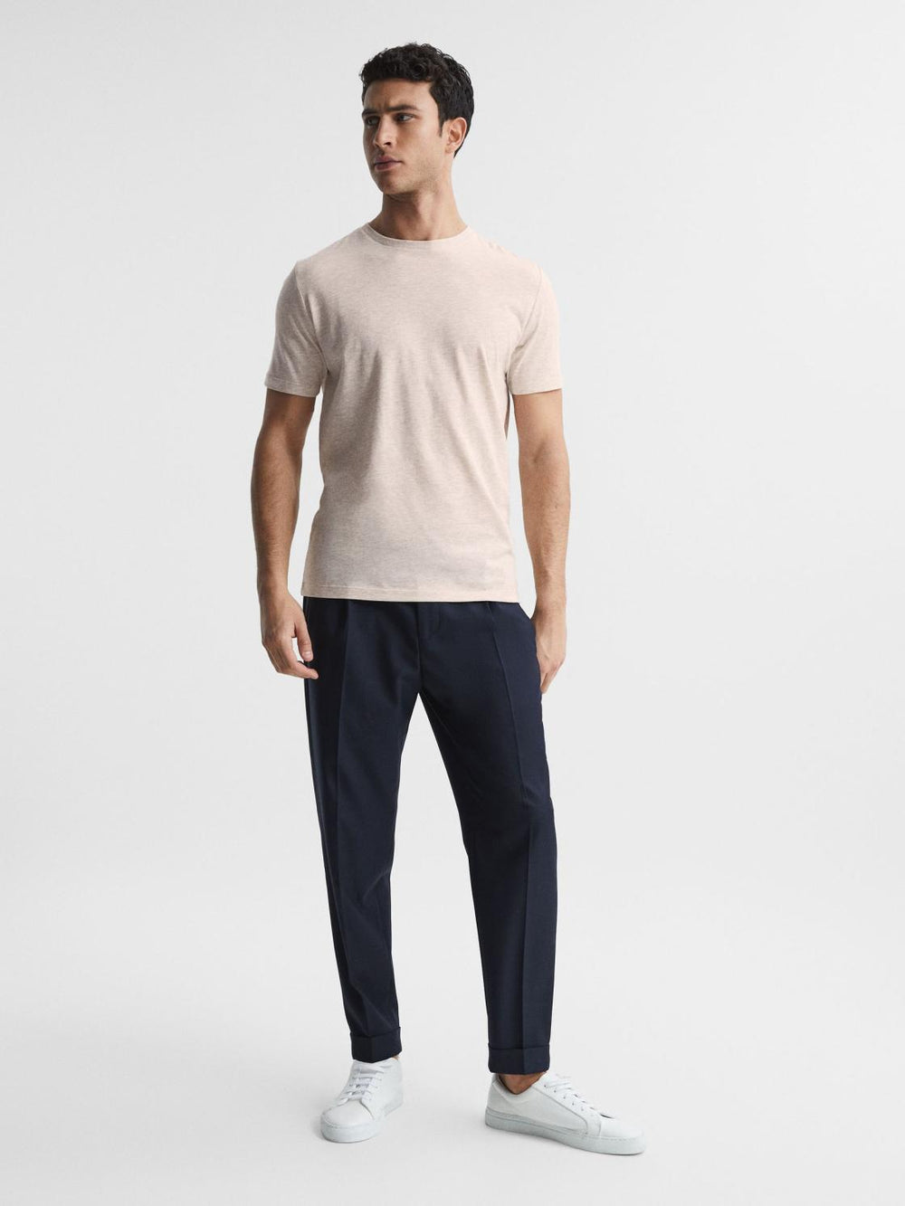 Reiss T-Shirts | Bless Crew Neck T-Shirt Oatmeal Melange - Men