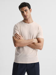 Reiss T-Shirts | Bless Crew Neck T-Shirt Oatmeal Melange - Men