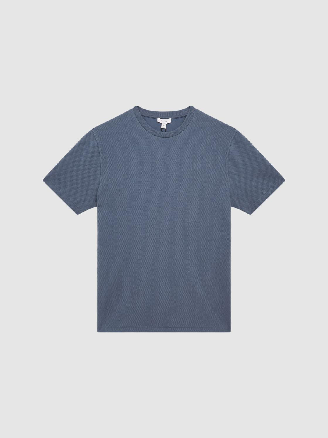 Reiss T-Shirts | Cooper Honeycomb Short Sleeve T-Shirt Airforce Blue - Men