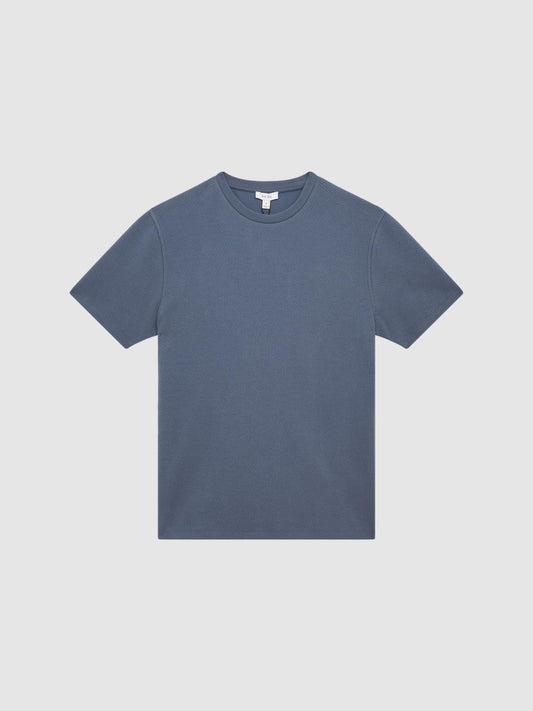 Reiss T-Shirts | Cooper Honeycomb Short Sleeve T-Shirt Airforce Blue - Men