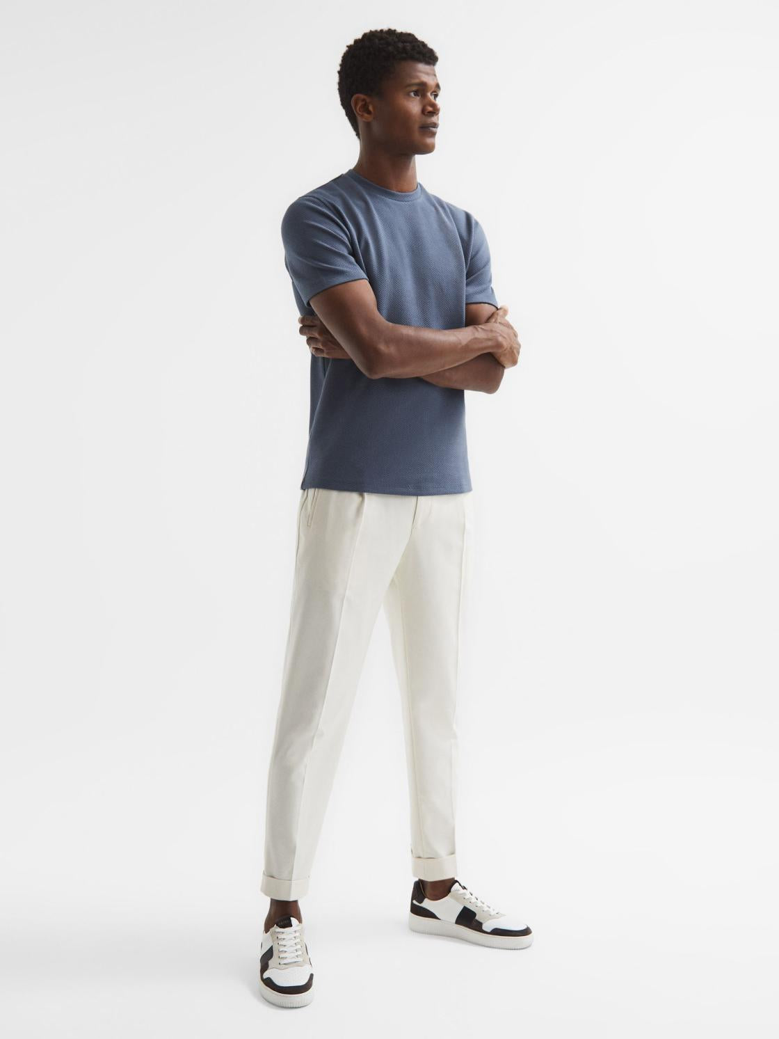 Reiss T-Shirts | Cooper Honeycomb Short Sleeve T-Shirt Airforce Blue - Men