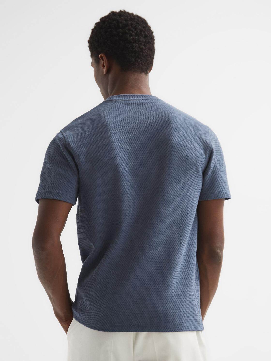 Reiss T-Shirts | Cooper Honeycomb Short Sleeve T-Shirt Airforce Blue - Men