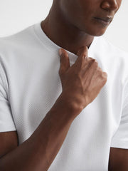 Reiss T-Shirts | Cooper Honeycomb Short Sleeve T-Shirt Airforce Blue - Men