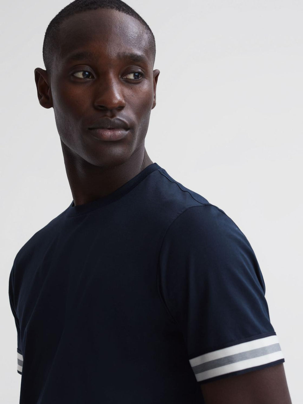 Reiss T-Shirts | Dune Mercerised Cotton Striped T-Shirt Navy - Men