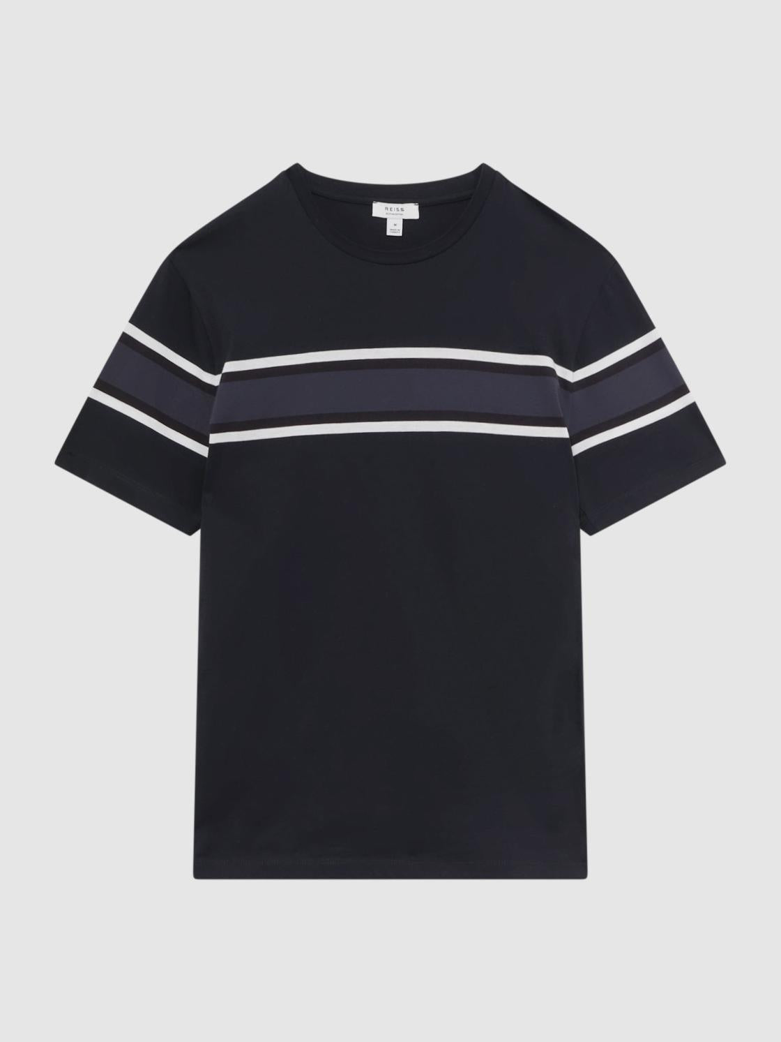 Reiss T-Shirts | Hearts Slim Fit Mercerised Cotton Crew Neck T-Shirt Blue Multi - Men