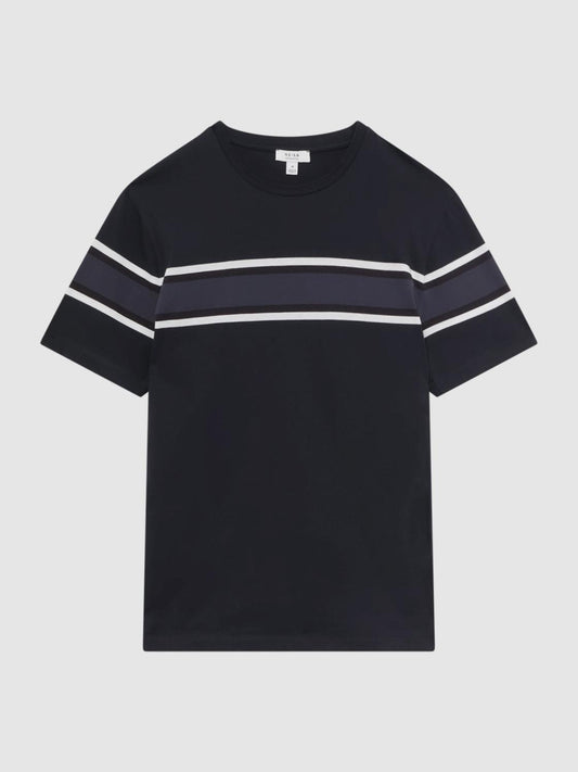 Reiss T-Shirts | Hearts Slim Fit Mercerised Cotton Crew Neck T-Shirt Blue Multi - Men