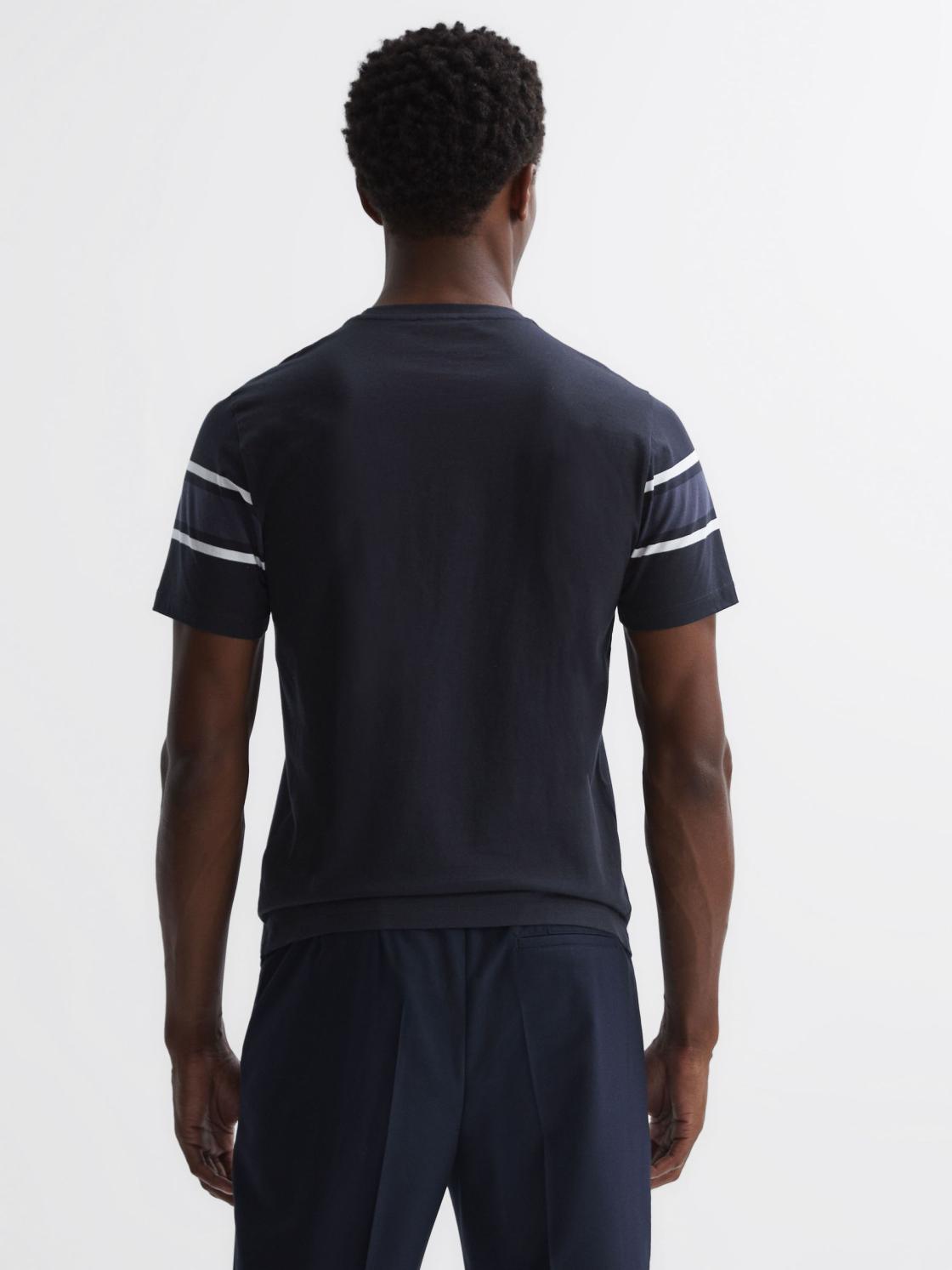 Reiss T-Shirts | Hearts Slim Fit Mercerised Cotton Crew Neck T-Shirt Blue Multi - Men