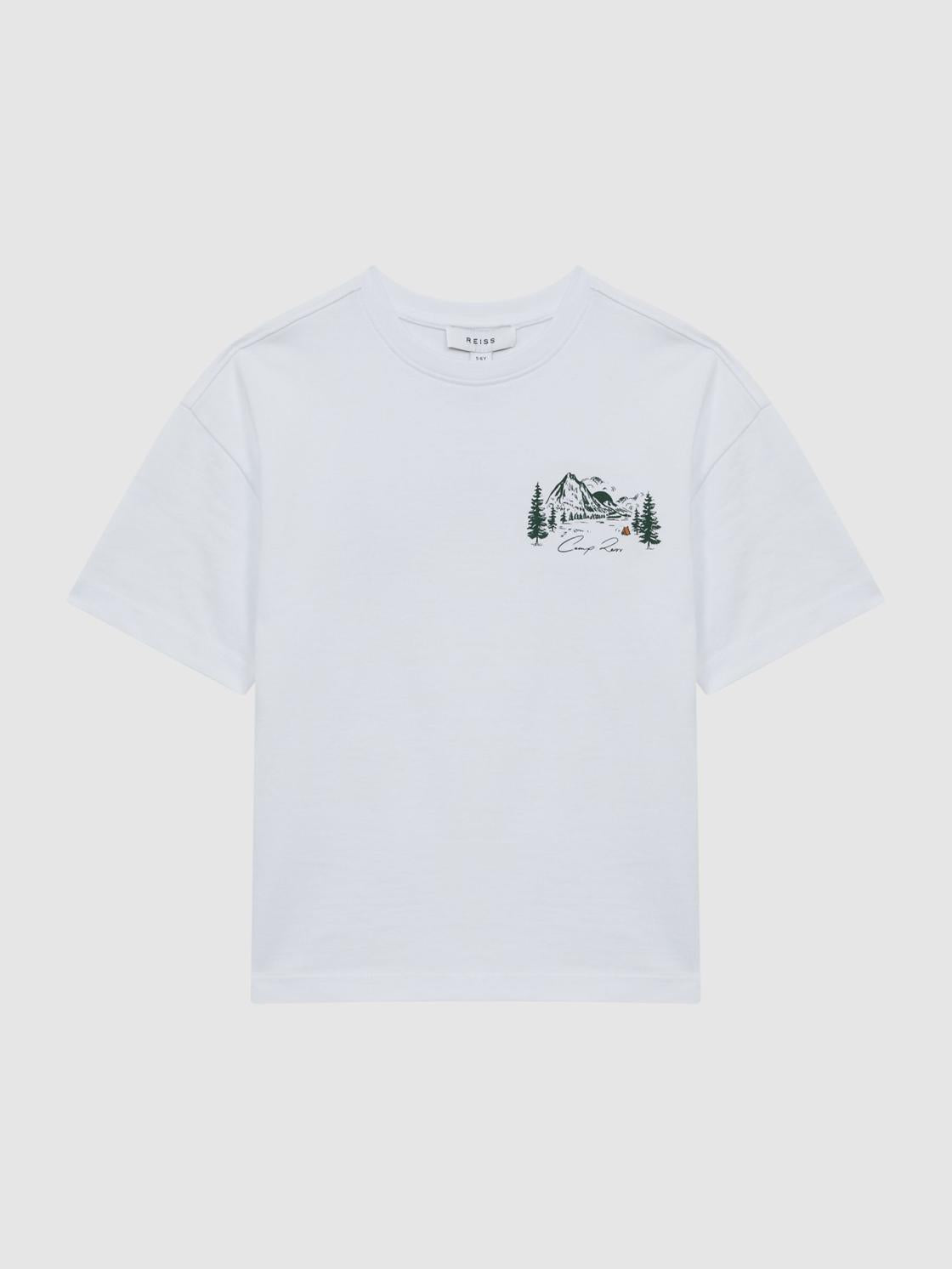 Reiss T-Shirts | Ivan Cotton Crew Neck Motif T-Shirt Ecru - Children